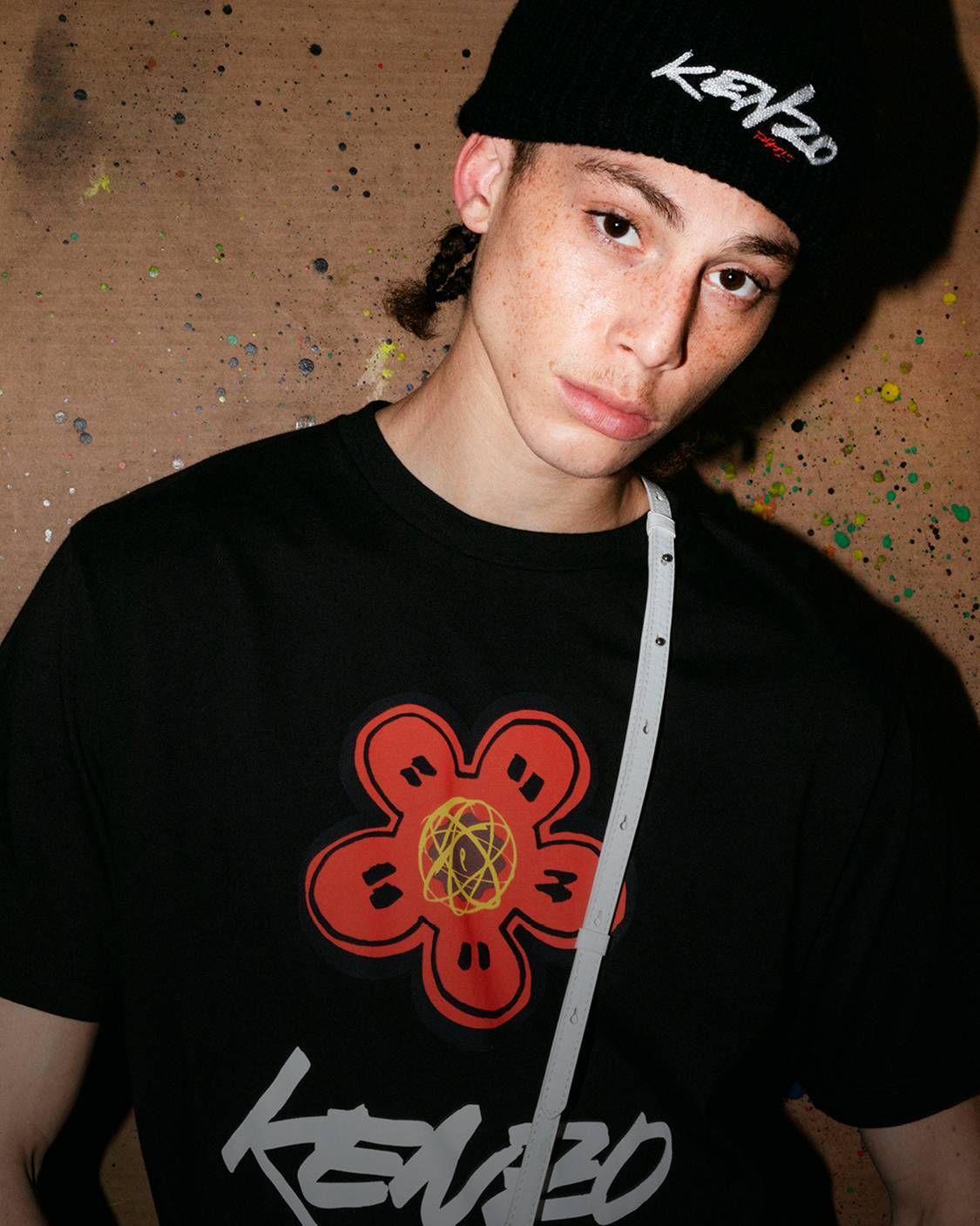 希少　KENZO JEANS 和柄 花柄 ストライプ 日本製 ベスト 希少 エルカ期 KENZO ケンゾー フラワー 花柄 ノーカラー